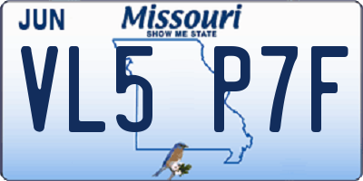 MO license plate VL5P7F