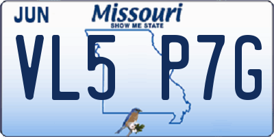 MO license plate VL5P7G