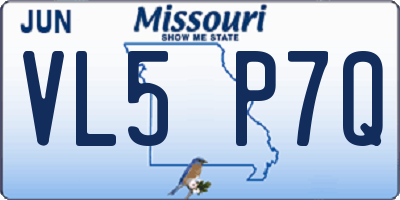 MO license plate VL5P7Q