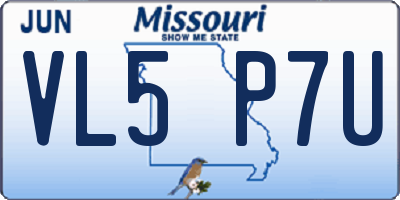 MO license plate VL5P7U