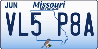 MO license plate VL5P8A
