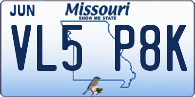 MO license plate VL5P8K