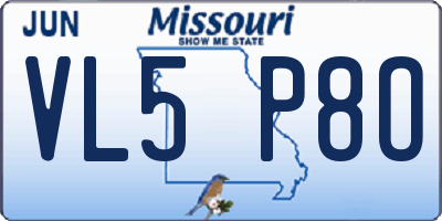 MO license plate VL5P8O