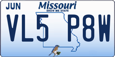 MO license plate VL5P8W