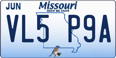 MO license plate VL5P9A