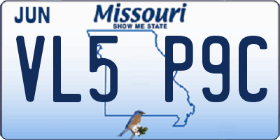 MO license plate VL5P9C