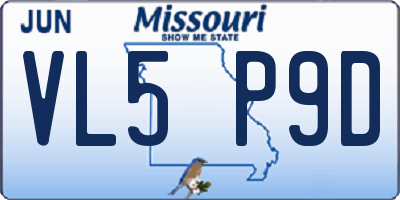MO license plate VL5P9D