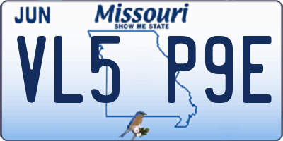 MO license plate VL5P9E