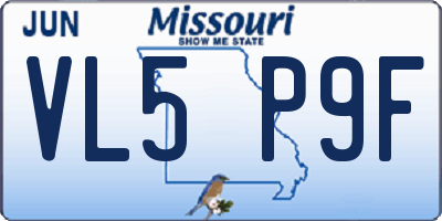 MO license plate VL5P9F