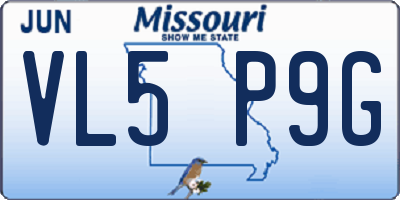 MO license plate VL5P9G