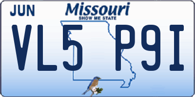 MO license plate VL5P9I
