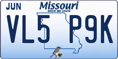MO license plate VL5P9K