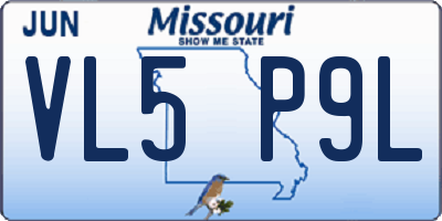 MO license plate VL5P9L