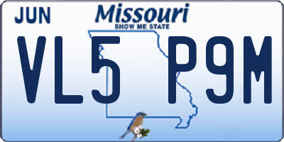 MO license plate VL5P9M