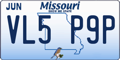 MO license plate VL5P9P