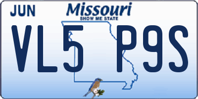 MO license plate VL5P9S