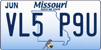 MO license plate VL5P9U