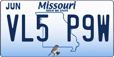 MO license plate VL5P9W