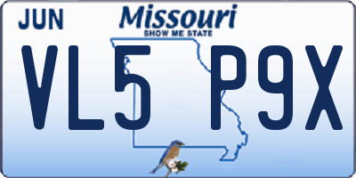 MO license plate VL5P9X