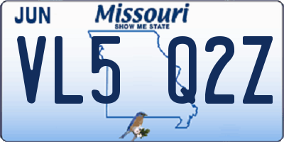 MO license plate VL5Q2Z