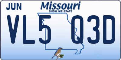 MO license plate VL5Q3D