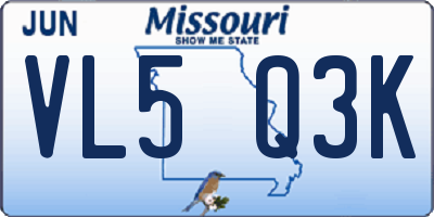 MO license plate VL5Q3K