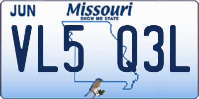 MO license plate VL5Q3L