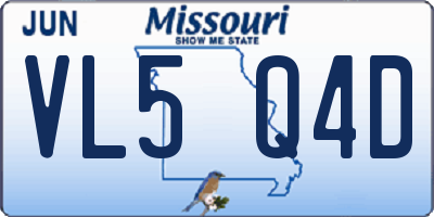 MO license plate VL5Q4D
