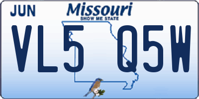 MO license plate VL5Q5W