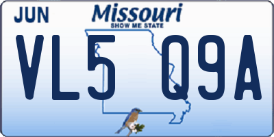 MO license plate VL5Q9A
