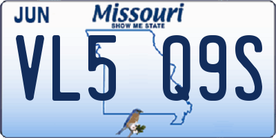 MO license plate VL5Q9S
