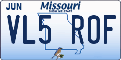 MO license plate VL5R0F