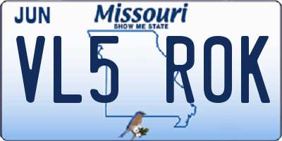 MO license plate VL5R0K