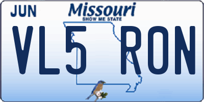 MO license plate VL5R0N
