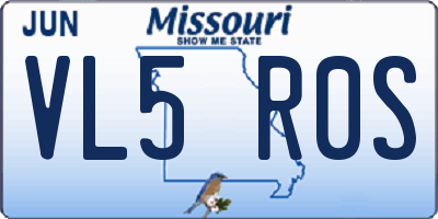 MO license plate VL5R0S