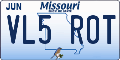 MO license plate VL5R0T