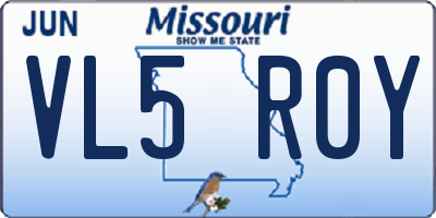 MO license plate VL5R0Y