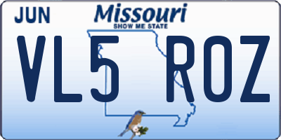 MO license plate VL5R0Z