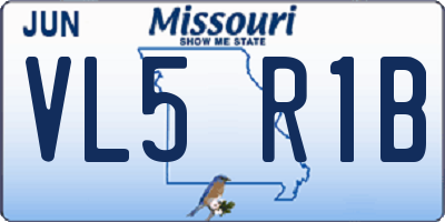 MO license plate VL5R1B