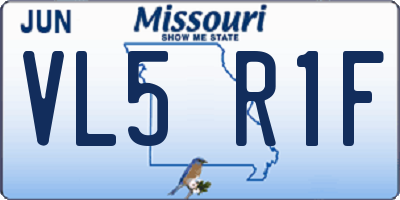MO license plate VL5R1F