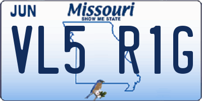 MO license plate VL5R1G