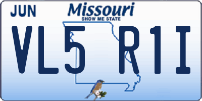 MO license plate VL5R1I