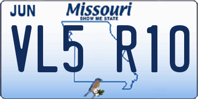 MO license plate VL5R1O