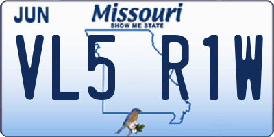MO license plate VL5R1W