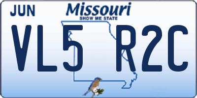 MO license plate VL5R2C