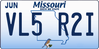 MO license plate VL5R2I