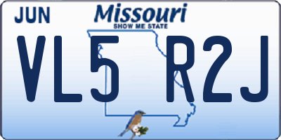 MO license plate VL5R2J