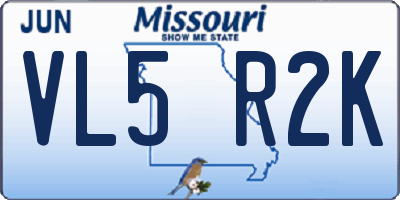 MO license plate VL5R2K