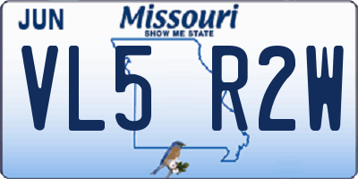 MO license plate VL5R2W