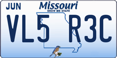 MO license plate VL5R3C